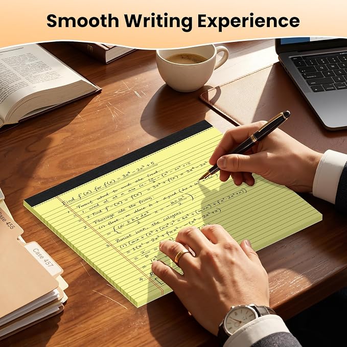 2 Pack Yellow 11" x 9.5" Legal Pads College Ruled Notepad Note Pads 30 Sheets Lined Paper Pads 80 GSM Legal Pad Perforated Writing Pads with Sturdy Back for School, Office, Home