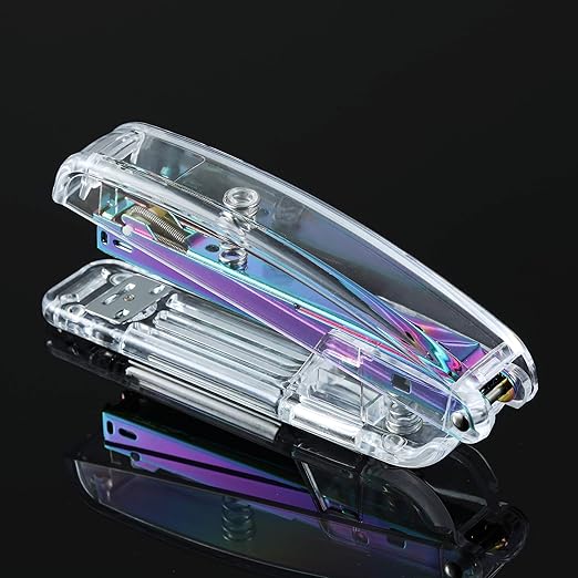 Acrylic Originality Stapler,Fashion Transparent Shape,Office and Home Student Stapler,Quality Spring,Durable Acrylic,Free 1000 26/6 Staples,(Multicolor)