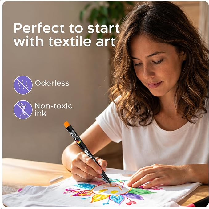Zenacolor 20 Fabric Markers Pens Set - Indelible and Permanent Fabric Paint Fine Point Textile Marker Pen