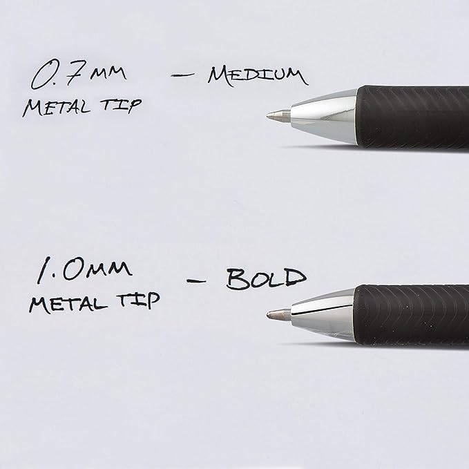 Pentel EnerGel RTX Retractable Liquid Gel Pen, (1.0mm), Bold Line, Metal Tip, Black Ink, Pack of 3 (BL80BP3A)