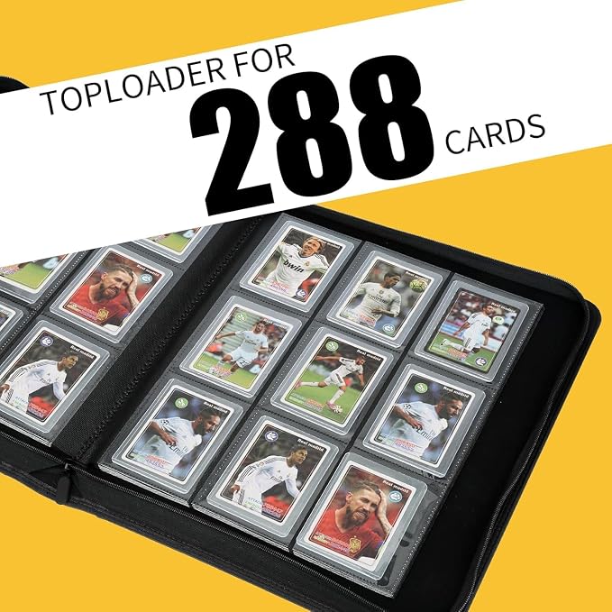 Toploader Binder,Holds 288 Toploaders,9 Pocket Double-Sided Top Loader Binders with Sleeves for 3 x 4'' Toploaders, Card Holder for Trading Cards or Sports Cards(black)
