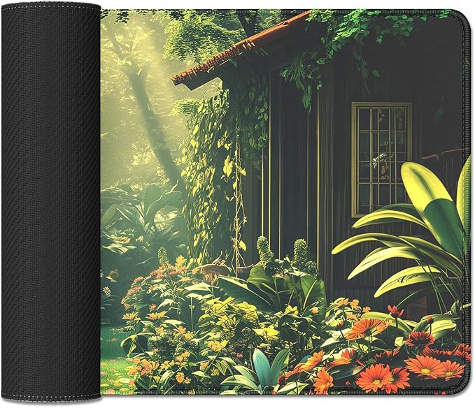 Garden Mouse Pad Desk Mat Large Gaming Mouse Pad Green (27.5X11.8 in) | Stitched Edges Rubber Non-slip Girls Office Study Computer Keyboard Laptop PC XL Extended Long