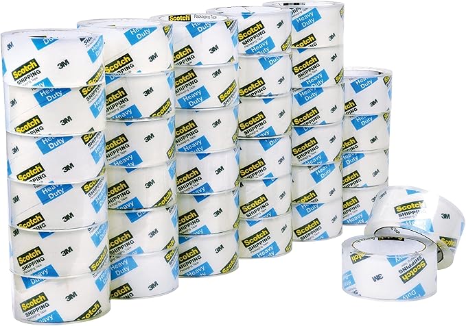 Scotch Heavy Duty Shipping Packing Tape, Clear, Shipping and Packaging Supplies, 1.88 in. x 54.6 yd., 36 Refill Tape Rolls