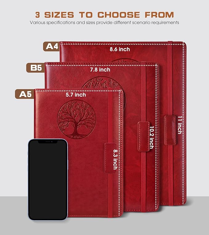 Lined Journal Notebook for Women Men,256 Pages A4 Large Hardcover Leather Journals for Writing,Travel,Business,Work,School,College Ruled Notebooks for Note Taking, Diary Notepad 8.6"×11"