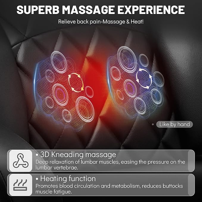 Office Chair with Foot Rest,3D Kneading Massage & Heat Executive Office Chairs for Heavy People,500LBS Big and Tall Office Chair,Ergonomic Reclining Desk Chair,Dual-Use Pillow,Home Office,Black