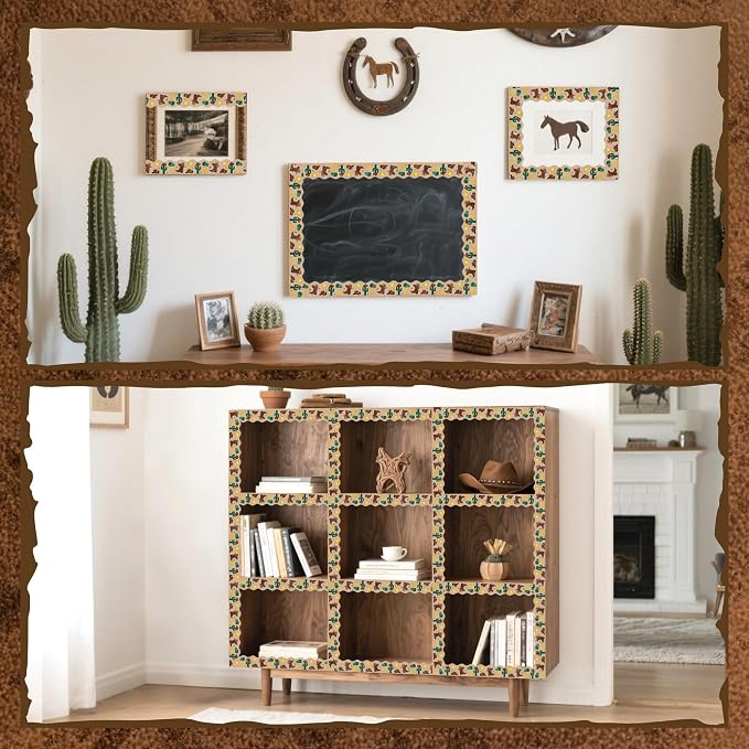 BeYumi Western Cowboy Border Trim - 65ft Back to School Western Cowboy Themed Light Brown Rolled Border Trim Decor Wild West Bulletin Board Set School Classroom Office Chalkboard Party Decoration