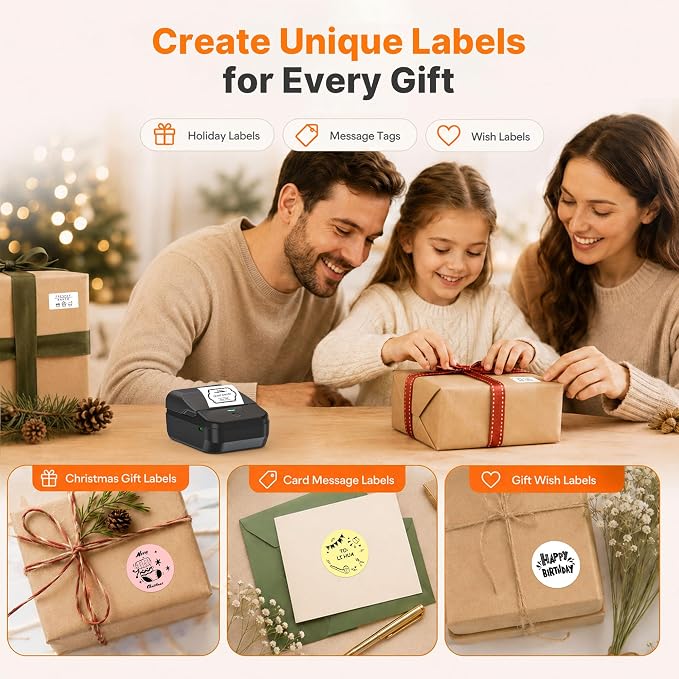PM240 Label Maker Machine with Tape, Label Printer Black, Set 1 | 2'' Bluetooth Thermal Sticker Label Maker for Small Business, School Supplies, Classroom, Home Office with Multiple Templates