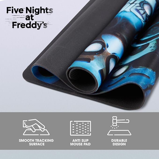 Five Nights at Freddy's Large Gaming Mouse Pad 31"x15" XL Computer Desk Mat | Five Nights at Freddy's anime gaming mouse pad, Oversized 31x15in , smooth fabric top, stitched edges, non-slip rubber base.