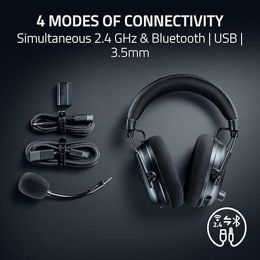 Razer BlackShark V3 Pro Wireless ANC Gaming Headset for PC: Full Band Mic - 50mm Drivers - 2.4 GHz, Bluetooth, USB, 3.5mm - Works with Mac, PS5, Nintendo Switch, Smartphone - Counter-Strike 2 Edition