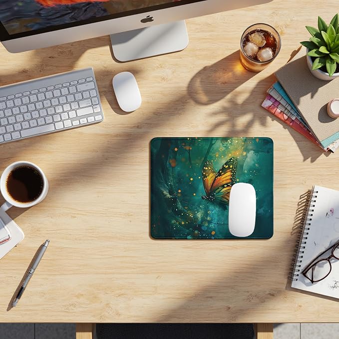 Mystical Butterfly Mouse Pad, Gifts for Butterfly Lovers, Enchanted Forest Moth Mouse Pads Mousepad for Home Office Dorm Computers Laptop Supplies Desk Accessories, 9.5x7.9 Inch