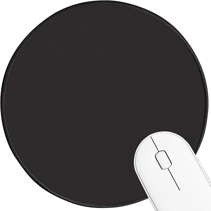 Round Mouse pad, high-end Texture, Sewn Edge Design, Anti-Slip Rubber Base. 8.6 x 8.6 inches (Black)