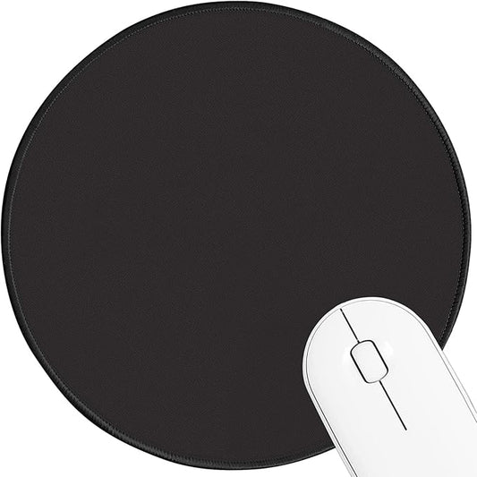 Round Mouse pad, high-end Texture, Sewn Edge Design, Anti-Slip Rubber Base. 8.6 x 8.6 inches (Black)