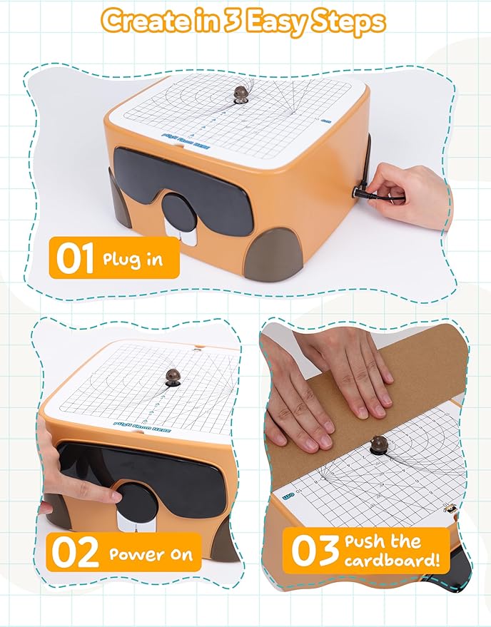 Cardboard Cutter for Kids, Safe DIY Cardboard Construction Tool Kit, Educational Craft Toy for 4+ Boys and Girls, for Creativity Projects 3D Models