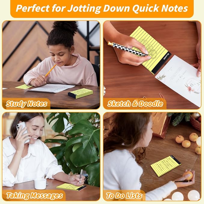 Oleitodh 48 Pack 3 x 5 Inch Notepads Yellow Memo Pads Writing Pads | Perforated Lined Pages with 30 Sheets Each, Small Note Pads for Office, School and Home; Pocket Memo Pads for Lists and Notes