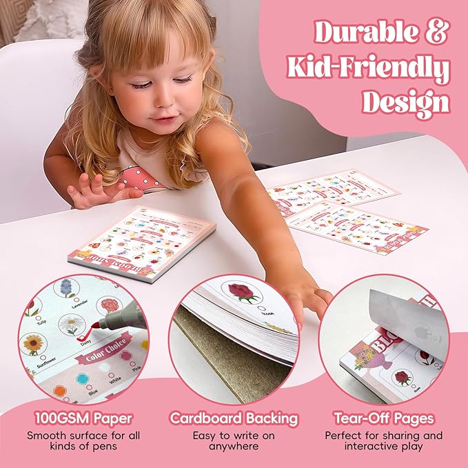 6 Pack Kids Pretend Play Notepads, 40 Pages Kids Playtime Pads, 4'' x 6'' Girls Theme Imaginative Role Play Activity Pads