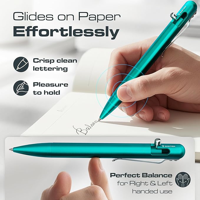 BASTION® Luxury Bolt Action Pen, Durable Professional Ballpoint Pen with Fine Tip, EDC Pen, Ink Refillable Pen for Birthday Gift, Travel Pen for School and Work