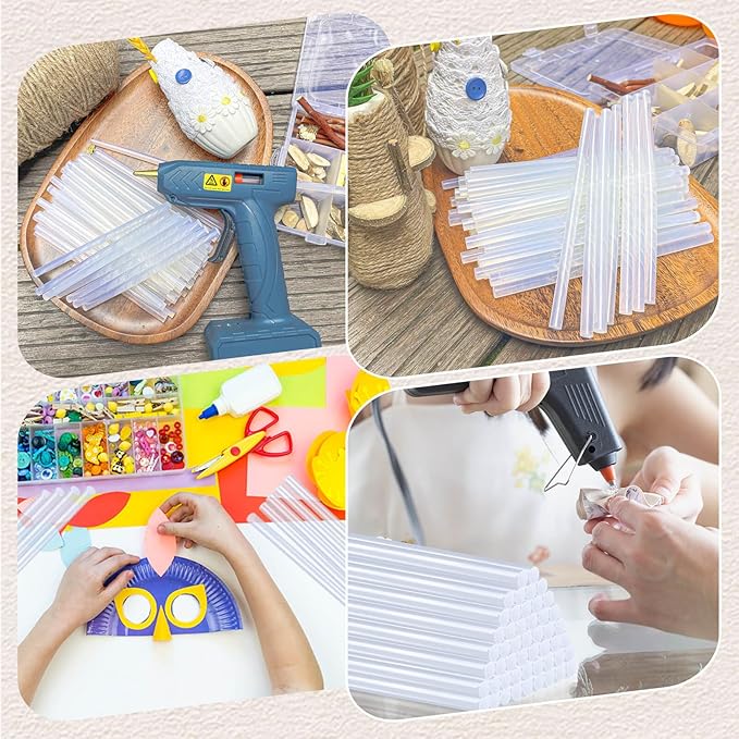 SUNFATT Mini Size Hot Glue Sticks,(50 Pcs) 5.9" x 0.27" Crystal Clear Glue Sticks Perfect for Hot Glue Gun,Easily Create and Bond Crafts on Wood,Plastic,Glass,Flowers,Fabrics,Foam,Jewellery.
