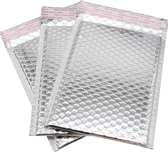 KEILEOHO 75 Pack 6x9 Inch Metallic Bubble Mailers, Silver Padded Mailing Envelopes, Foil Self Seal Shipping Bags for Mailing, packing.