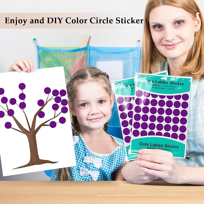 PARLAIM 3/4 Inch Coding Circle Sticker Labels,Pack of 1050 Round Color Code Dot Labels Stickers for Home Office Marking,Organizing(Purple)