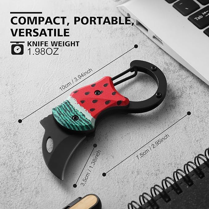 Small Pocket Knife for Women Men,Cute Folding Knife Box Cutter，Mini EDC Knives for Everyday Carry,Folding Utility Knife with Unique Watermelon Design,Ideal Gifts for Men and Women