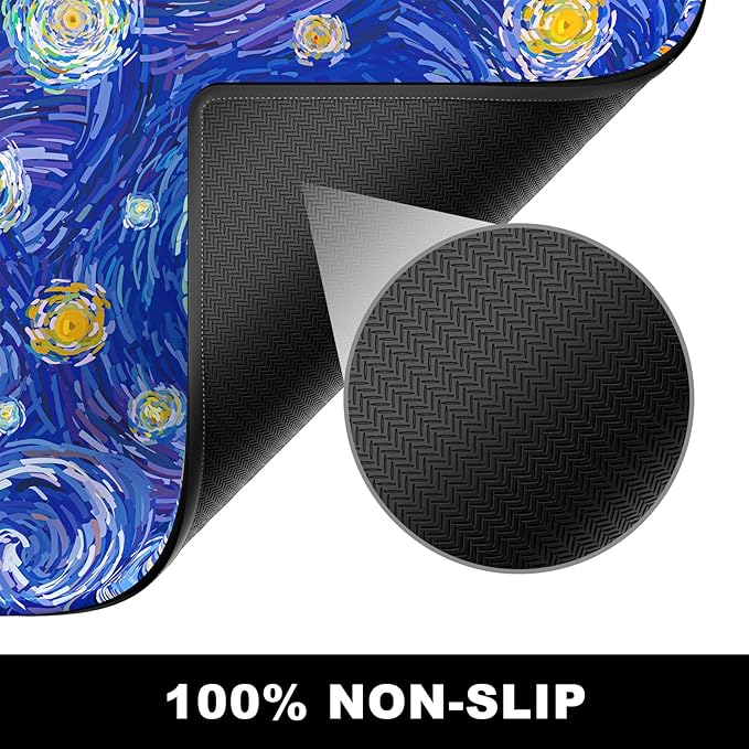 BOSOBO Large Mouse Pad, Desk Pad, XXL XL Extended Gaming Mouse Pad, Desk Mat for Office & Home, Long Keyboard Mat, Huge Mouse Pad, Desktop Full Cover 31.5 x 11.8 Inches, Van Gogh Starry Night