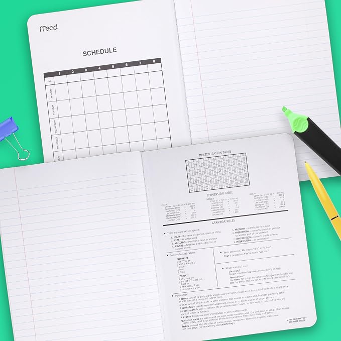 Mead Composition Notebook, Wide Ruled 7.5" x 9.75" Paper, 100 Sheets, Assorted Pastel Colors, 6 Pack (950154)