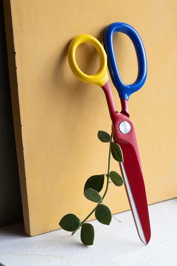 Chroma Scissors - 8.5” Heavy Duty Stainless Steel All Purpose Scissors for Office Supplies, Crafts & Home, Ultra Sharp, Comfort Grip Handles (Red)