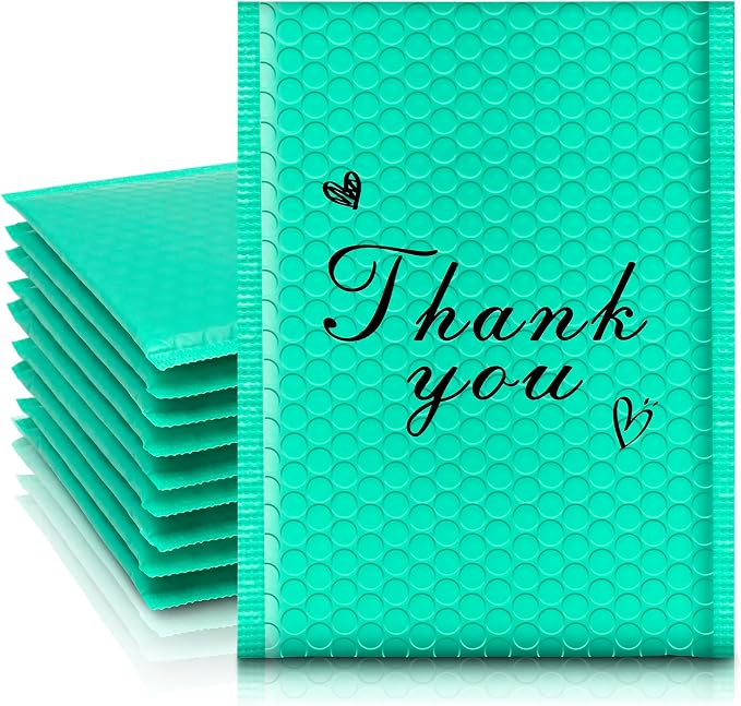 Thank You Bubble Mailers 6x10'' 25 Pack, Self Sealing Padded Envelopes, Strong Adhesion Bubble Envelopes, Waterproof Mailing Envelopes, Cushioning Shipping Envelopes - Green