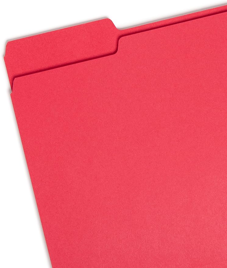 Smead File Folder, 1/3-Cut Tab, Assorted Positions, Letter Size, Red, Value Filing Products, 100 per Box (Pack of 2)