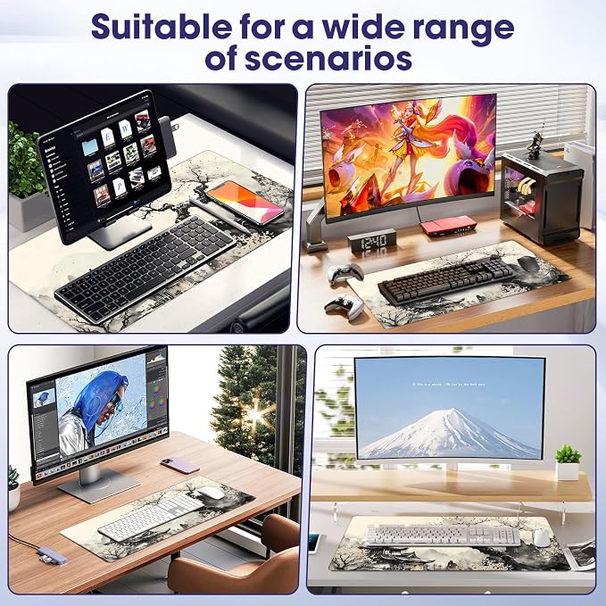Professional Extended Gaming Mouse Pad - 31.5" x 15.7" Large Desk Mat with Stitched Edges, Waterproof Coating Non-Slip Rubber Base for Gamers Esports Pros Office Home, Landscaping