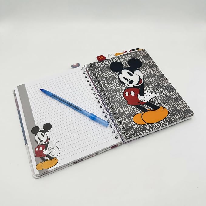 Disney Mickey & Minnie Mouse Tab Journal Spiral Notebook with Cute Dividers | Mickey and Minnie Mouse School Supplies & Office Stationery, 144 Lined Pages, Vinyl Cover, 8 x 7 Disney Planner & Notebook