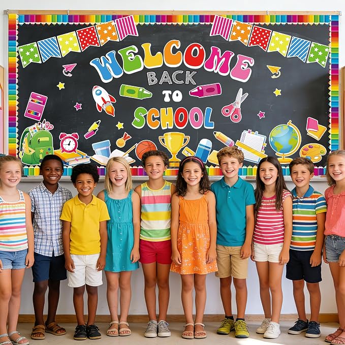 81Pcs Welcome Back to School Bulletin Board Decorations Set, Colorful Back to School Classroom Decorations, Welcome Bulletin Boards Decoration for Classroom Elementary Middle Decor