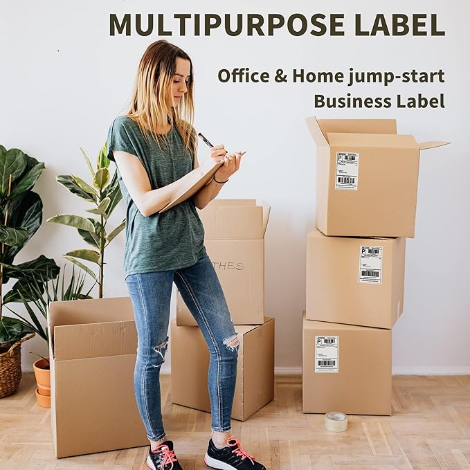 L LIKED 200 Labels Self Adhesive Shipping Labels 8.5" x 5.5" Stickets Paper for Laser & Inkjet Printers -100 Sheets