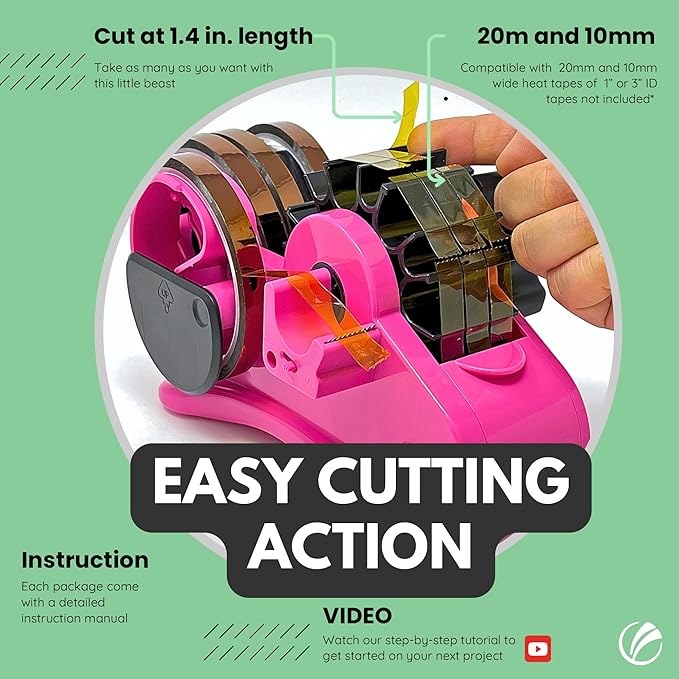 echomerx Original Heat Tape Dispenser Multi-Roll - Pre-Cut Sublimation, Heat Resistant, Heat Transfer, Thermal, Heat Press , Thin Double-Sided & Scotch Tapes, 1" & 3" Large Core, Pink