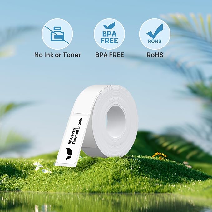 POLONO Label Maker Tape, Adapted Print Paper 15x40mm(0.59"x1.57"), 180 Labels | High Quality, No BPA or BPS, Water Proof, Oil Proof, Compatible with P31S Label Maker, Usable in School Office Home Storage
