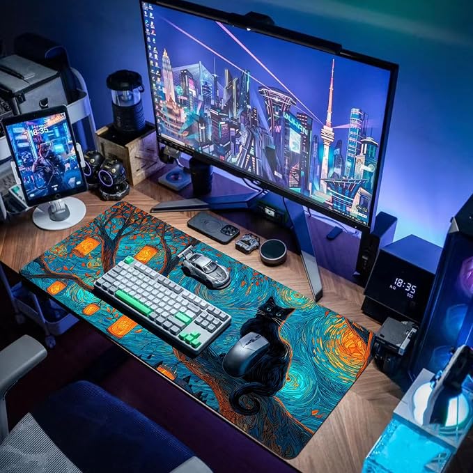 Desk Mat Mouse Pad Gaming Desk Pad XL Large Mouse Mat Office Decor Accessories (Blue A)