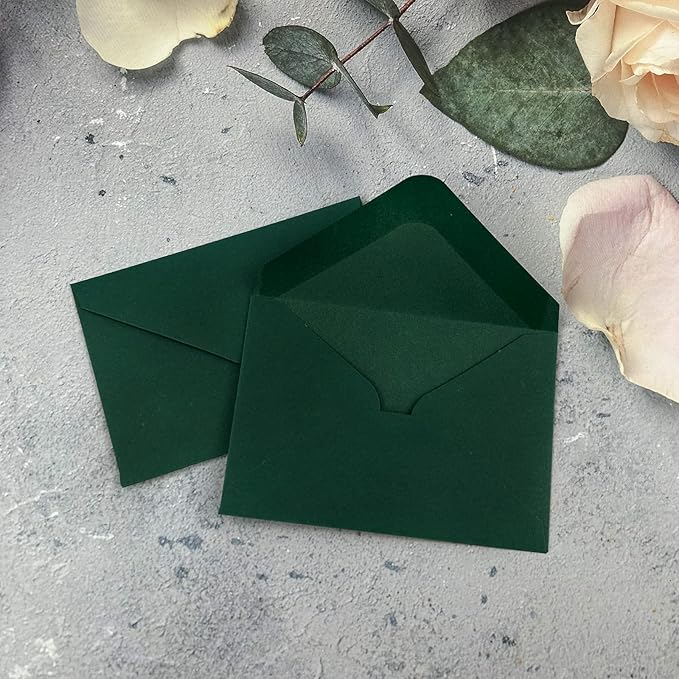 150 Packs of Gift Card Envelopes, Mini Envelopes, Gift Card Holder, Business Card Envelopes (4"x2.75") (dark green)