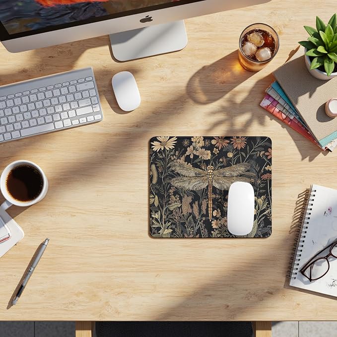 Vintage Moody Floral Fox Mouse Pad, Fox Lover Gifts, Dark Cottagecore Botanical Forest Animal Mouse Pads Mousepad for Home Office Dorm Computers Laptop Supplies Desk Accessories, 9.5x7.9 Inch