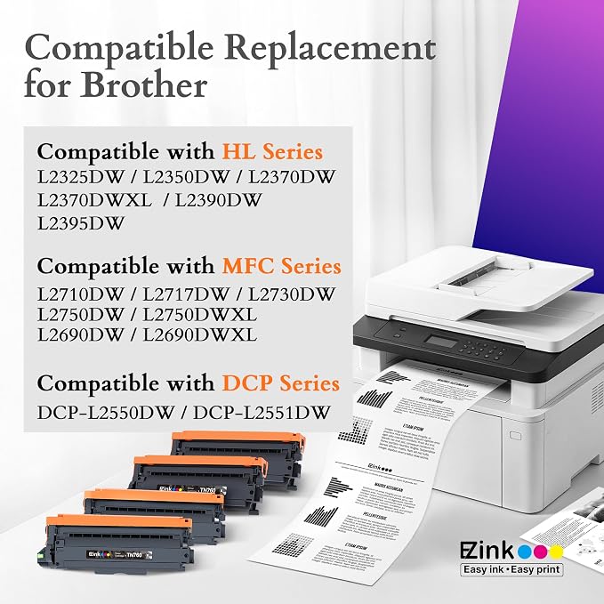 TN760 Toner for Brother Printer TN-760 TN 760 TN-760 TN730 TN-730 TN-730 | Compatible for Brother MFC-L2710DW MFC-L2750DW HL-L2350DW HL-L2370DW HL-L2395DW L2390DW DCP-L2550DW for TN760 (4 pack, Black)