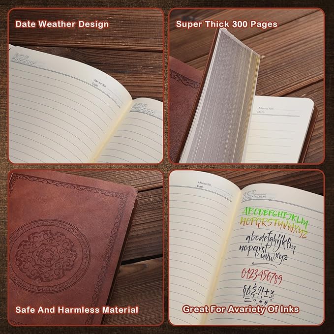 2026 Leather Vintage Journal Notebook,300 Pages,Leather Softcover Lined Journal Notebooks for Women Men,Notebook Journals for Writing Travel,Business,Office,8.5'' X 11.3''
