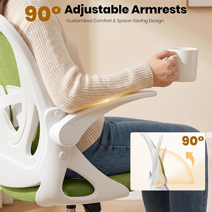 Drafting Chair Tall Office Chair with Flip-up Armrests Executive Ergonomic Computer Standing Desk Chair with Lumbar Support and Adjustable Footrest Ring (AvocadoGreen)