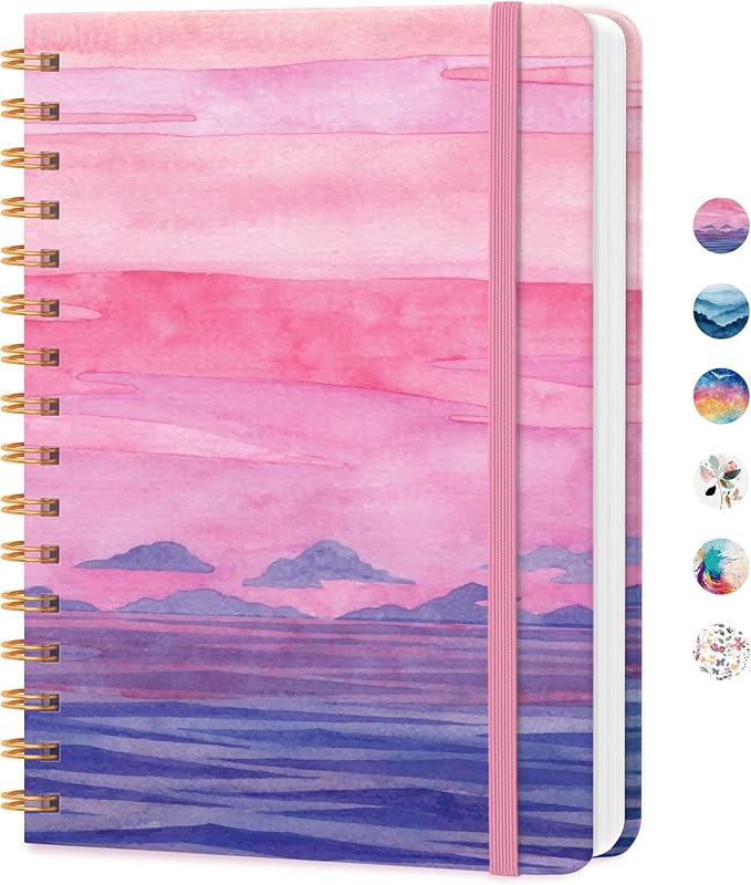 Lined Spiral Journal Notebook, A5 College Ruled Notebook for Journaling, Note-Taking, and Daily Planning, Durable Hardcover with an Elegant Design, Sunset