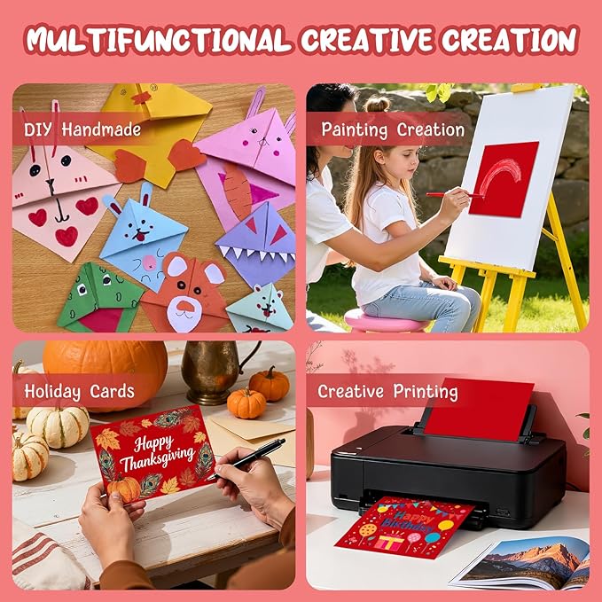 40 Sheets Red Cardstock Paper 8.5 x 11, Red Card Stock Paper, Cardstock Printer Paper 8.5 x 11, 200 GSM Red Construction Paper, Heavy Card Stock for DIY Cards, Invitations, Greeting Cards