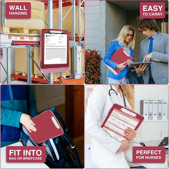 Sooez Clipboard with Storage, Clip Board 8.5 x 11 with Pen Holder, Plastic Organization Case Box for Letter Legal A4 Size Paper, Low Profile Clip, Nurses Teachers Must Haves, School & Office Supplies