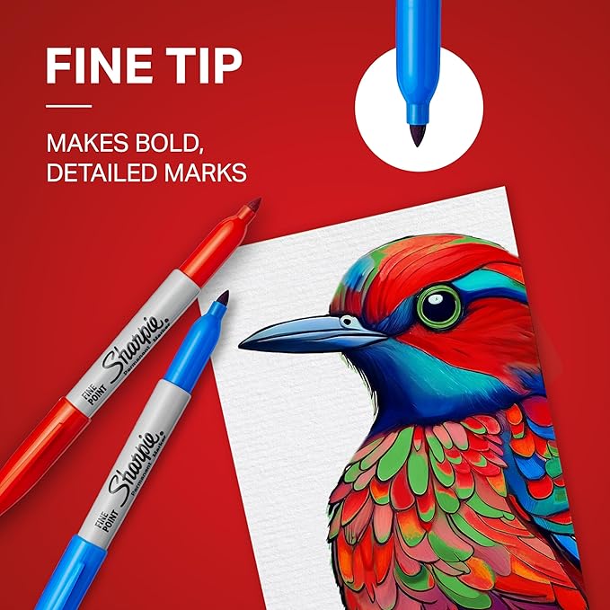 Sharpie Permanent Markers, Quick Drying And Fade Resistant Fine Tip Marker Set For Wood, Plastic Paper, Metal, And More, Drawing, Coloring, And Poster Marker, Assorted Colors, 144 count (12 packs of 12)