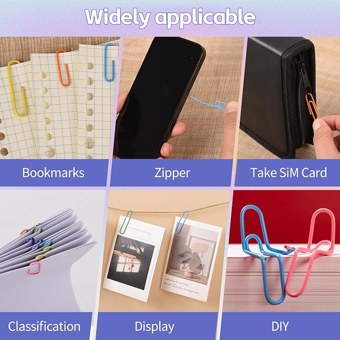 450PCS Paper Clips Assorted Sizes Medium and Large,Rich Colors | Office Supplies,Classroom Must Haves,School Supplies