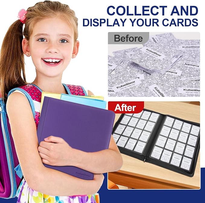 Card Binder – 1024 Capacity, Zippered Trading Card Holder for MTG, Sports & Collectible Cards – Acid-Free, Durable & Travel-Friendly Storage (Purple dots, 16 Pocket)