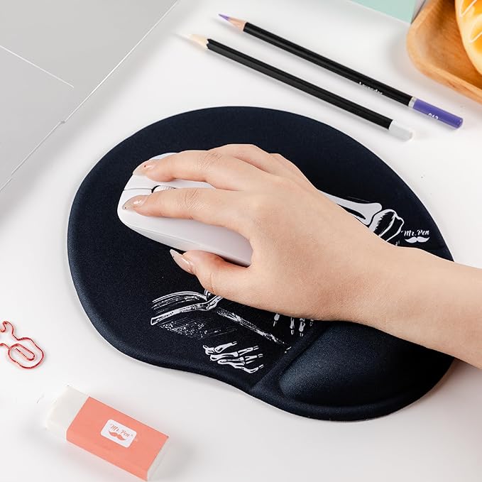 Mr. Pen- Ergonomic Mouse Pad with Wrist Rest, Grim Reader Design, Breathable Fabric with Memory Foam Cushion, Non-Slip Rubber Base, Gel Mouse Pad with Wrist Support