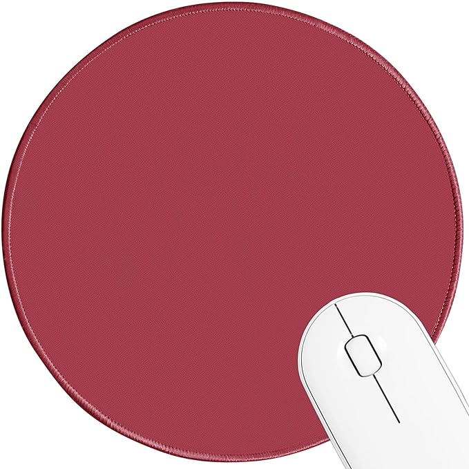 Round Mouse pad, high-end Texture, Sewn Edge Design, Anti-Slip Rubber Base. 8.6 x 8.6 inches (red)