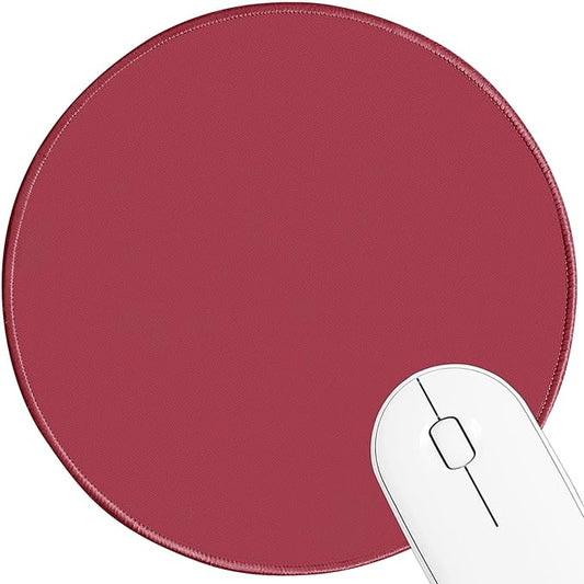 Round Mouse pad, high-end Texture, Sewn Edge Design, Anti-Slip Rubber Base. 8.6 x 8.6 inches (red)
